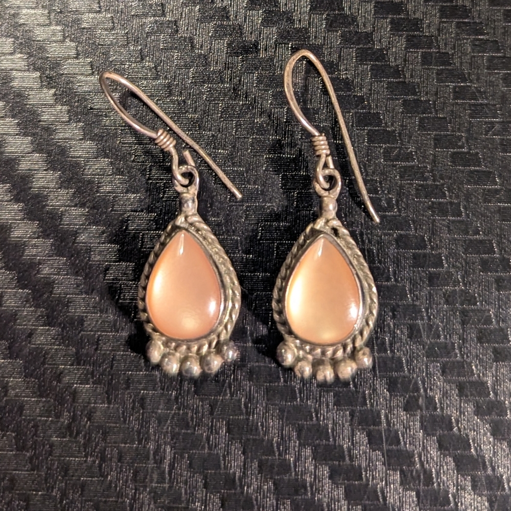 Elegant Silver and Pink Teardrop Earrings